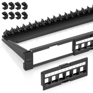 Everest 24 Port Keystone Patch Panel (2-Pack) - Removable 6-Port Panels 1U Slim